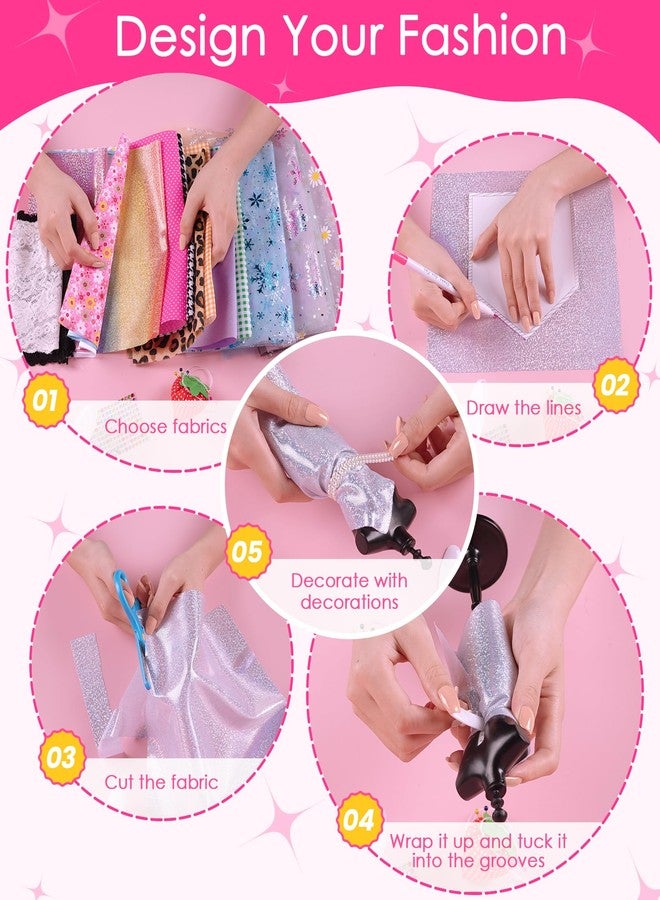 YEETIN Fashion Designer Kit for Girls - DIY Sewing & Arts Craft Kit with 5 Mannequins, Doll Clothes Making Set, Learn to Sew, Creative Gift for Girls Ages 6-12 - Image 5